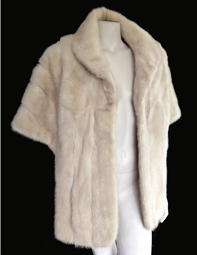 Beige mink fur cape - beige,