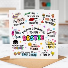 Birthday Card for My Bestie – Cute Card for Her – BFF, Best Friend, Love You