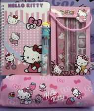 HELLO KITTY Stationary Set Multi Pen Notebook Pencil Case Bundle Pink SANRIO