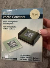 Verve Photo Coasters Set Of 4 Glass Coasters In A Mixture Of Colours*Brand New**