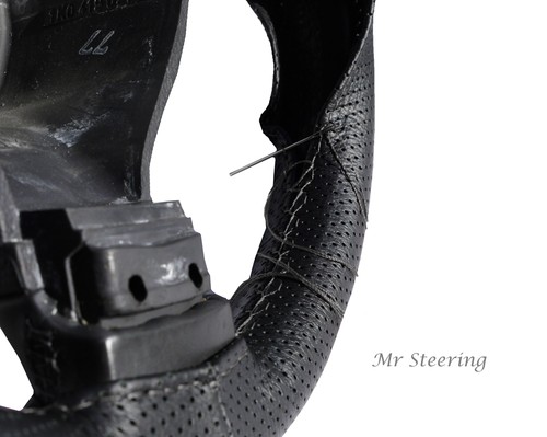 Black perforated real - black, leather