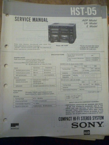 Sony hst stereo - hst, d5