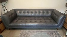 Slate grey / blue Chesterfield leather sofa - 3 seater