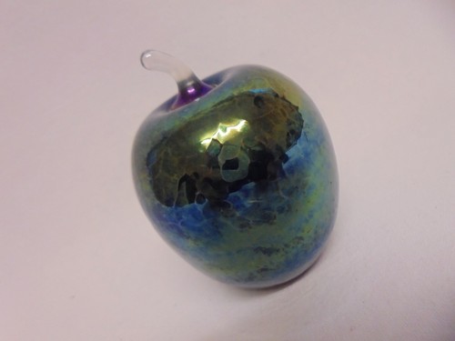 Vintage iridescent glass apple - vintage,