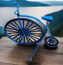 Minature Penny Farthing Blue Tinplate Toy Bicycle Toy Dolls House