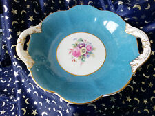 Vintage Coalport Twin Handled Floral Bon Bon Serving Dish Blue Bone China