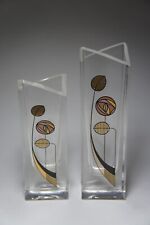 2 x Glencairn Crystal Art Glass Bud Vases Rennie Mackintosh design