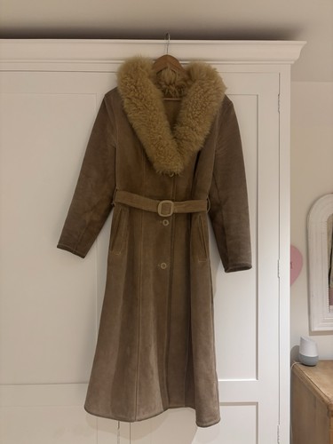 Vintage brown suede faux - , fur