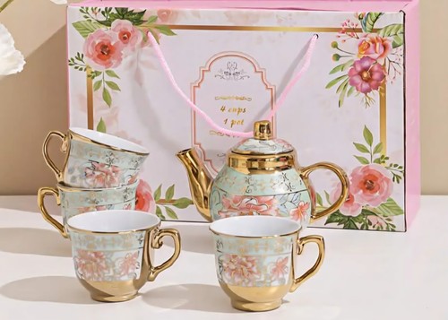 Ceramic teapot cups set - 4,