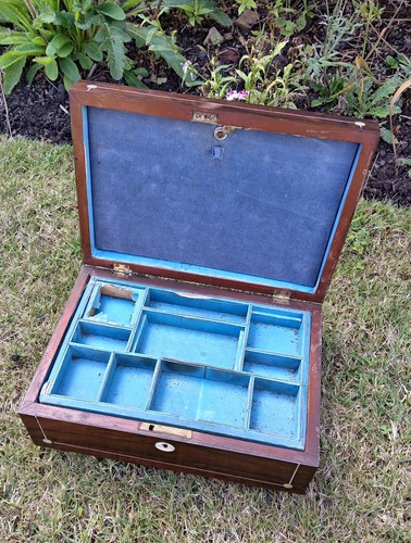 Victorian rosewood box with - victorian,