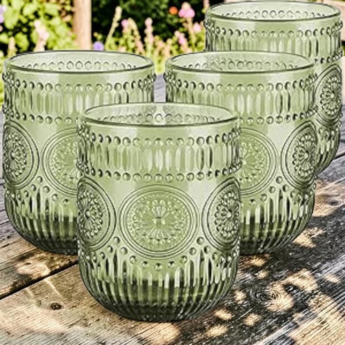Green drinking glasses - drinking,