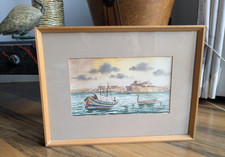 Vintage Watercolour Painting Framed 30 x 24cm   FREE POST
