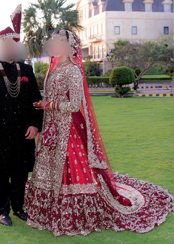 Red bridal lengha - red,