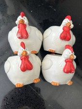 Chicken Egg Cups, heavy,  vintage 1990’s X 4 Ready To Fly The Coop!
