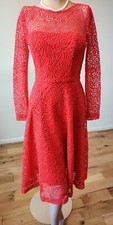 NEW REISS LACE DRESS SIZE UK 6 US 2 APPROX RED 100% POLYESTER