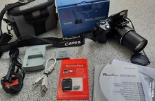 Boxed Canon PowerShot SX500 IS 16.0MP Digital Camera - Black + Bag
