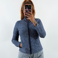 Ladies Blue Zip Up Fleece Jacket Top Size 8