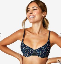 Jack Wills Elkfield Bikini Top Navy Floral Underwired New BNWT rrp £20 Swimwear