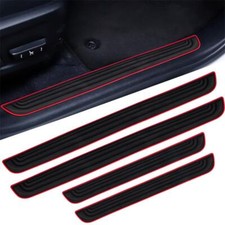4x Rubber Car Door Scuff Plate Sill Cover Panel Step Protector Guards Universal