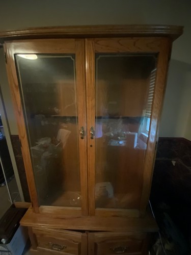 Oak gun display cabinet - oak,