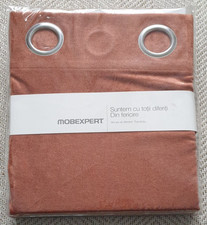 Mobexpert Pair Faux Velvet Eyelet Curtains VALENCE  Terracotta 140x 260cm