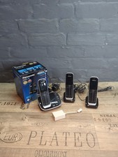 Panasonic Trio 3x Cordless Phone Set with Answer Machine Handsets Black @hc#F