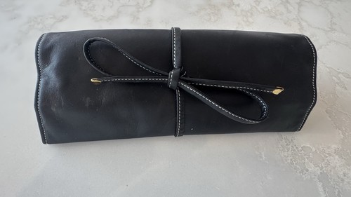 Black leather jewellery roll - leather,
