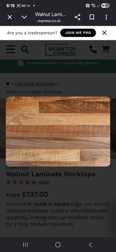 Walnut block worktops - walnut,