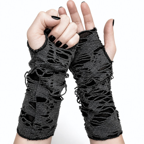 Black distressed goth arm - black,