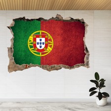 Flag Of Portugal Portuguese Rough 3d Smashed View Wall Sticker Poster Decal A972