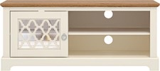 119cm TV Stand Cabinet Unit for 50" TV Storage Shelf Oak Ivory Modern
