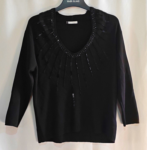 Viz black knit - black, v-neck