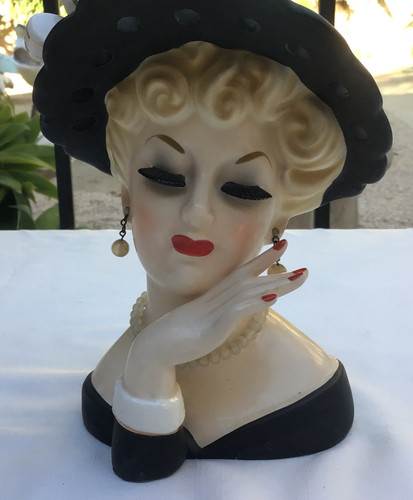 Vintage woman lady head vase - head,