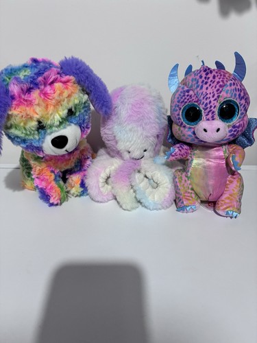 Rainbow coloured soft toy - coloured,