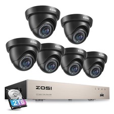 ZOSI CCTV Camera 1080P HD 8CH DVR Home Security System 6pcs Cameras Kit 2TB HDD