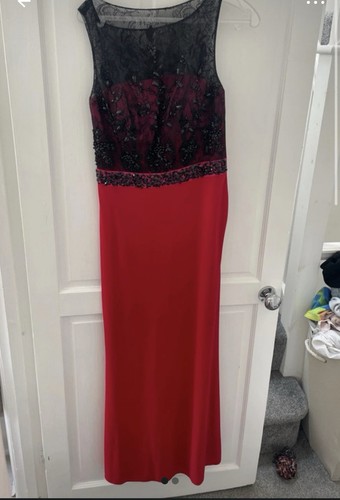 Red and black lace dress - lace, from