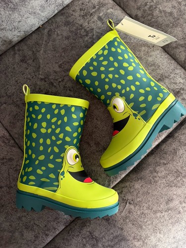 Boys green new wellies frog - new,
