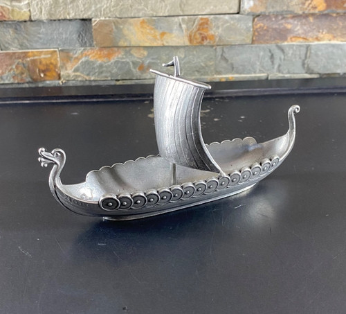 Vintage pewter viking - pewter,