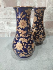 A Pair Of Cobalt Blue Old Tupton Ware Cloisonne Vases.