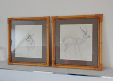 Two framed Deer Prints by J R