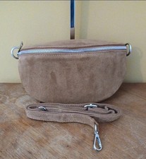 Tan Brown Borse In Pelle Suede