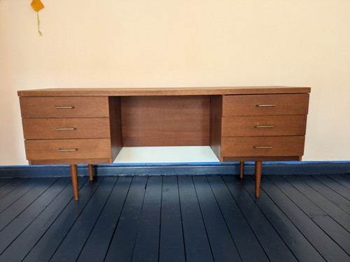 Mid century teak desk - mid-century,