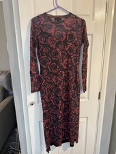 Black Bodycon Mesh Floral Red