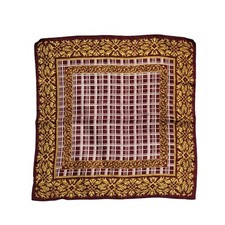 Liz Claiborne Neck Scarf  Burgundy & gold Checked Womens Size 35" X 35" AA679