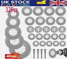 32x Diamond Cutting Discs Wheel Saw Blades Set+Drill Set For Dremel Rotary