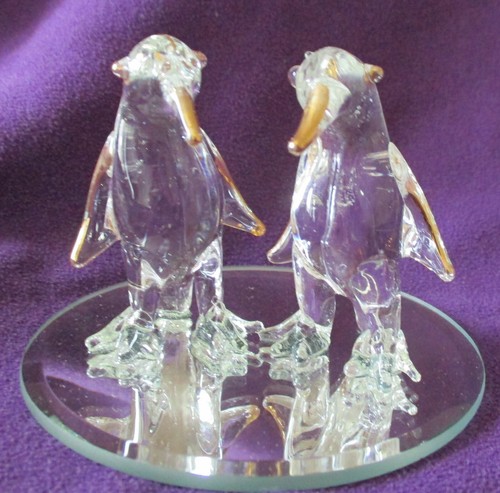 Glass penguin figurine - glass,