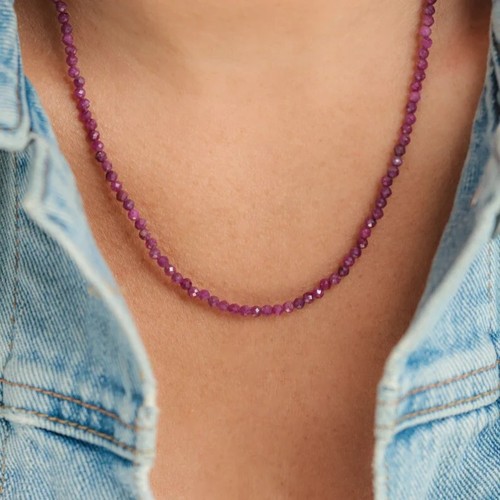 Gemstone beaded choker - gemstone, 2mm
