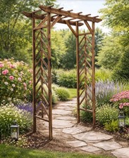 Wooden garden arbor - garden,