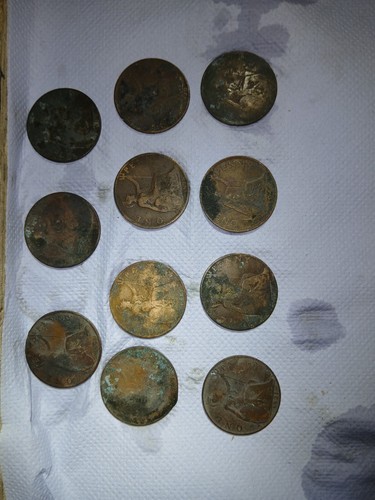 Old one penny coins - uk,