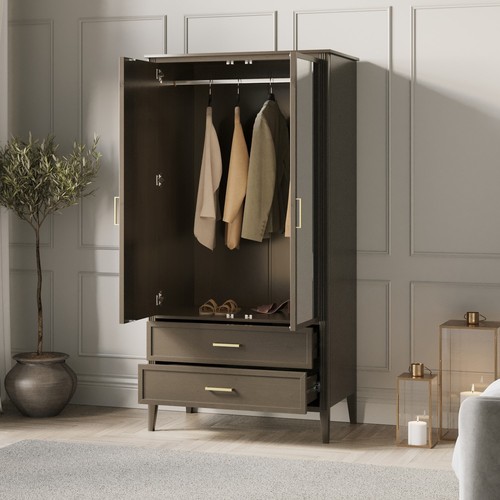 Dark wood mirrored door - dark,